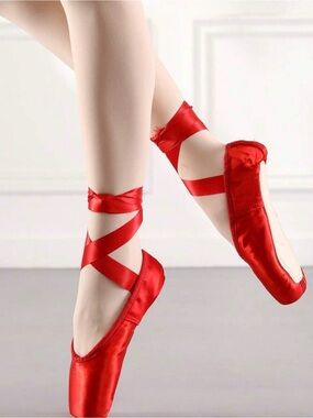 Costume Red Pointe Ballet Shoes 9